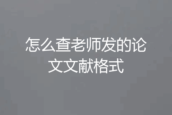 怎么查老师发的论文文献格式