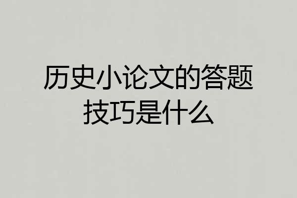 历史小论文的答题技巧是什么