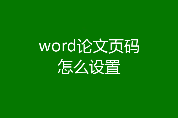 word论文页码怎么设置
