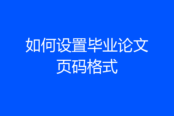 如何设置毕业论文页码格式