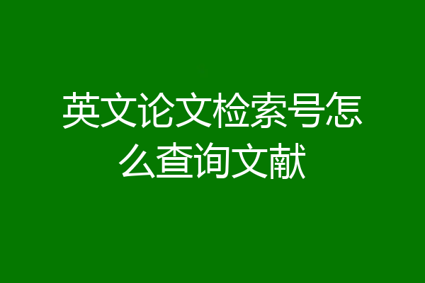 英文论文检索号怎么查询文献