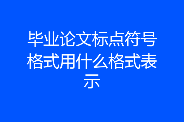 毕业论文标点符号格式用什么格式表示