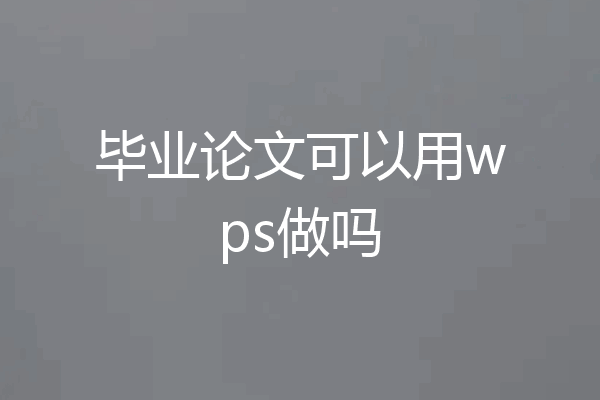 毕业论文可以用wps做吗