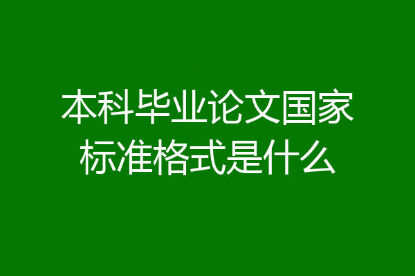 本科毕业论文国家标准格式是什么