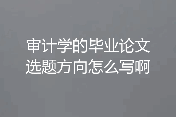 审计学的毕业论文选题方向怎么写啊