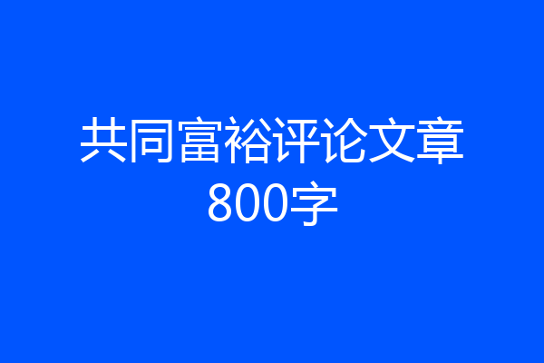 共同富裕评论文章800字