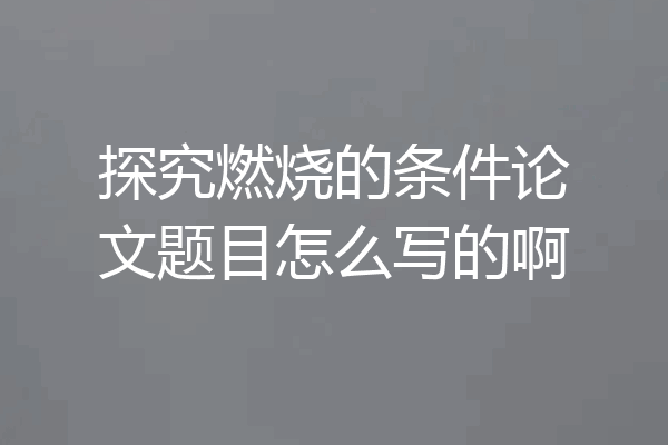 探究燃烧的条件论文题目怎么写的啊