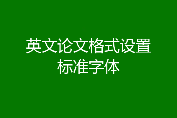 英文论文格式设置标准字体