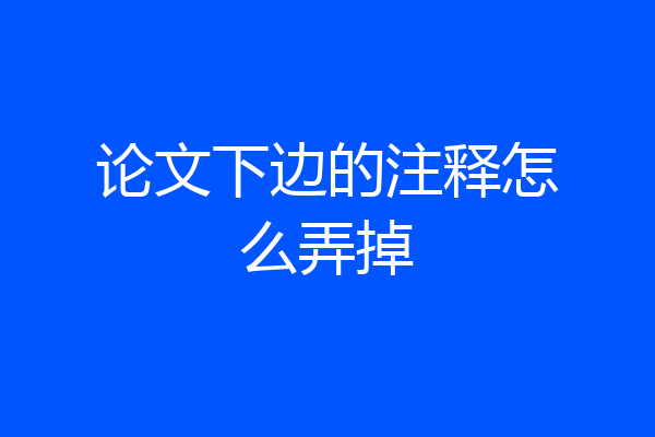 论文下边的注释怎么弄掉