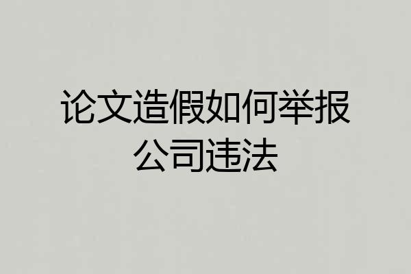 论文造假如何举报公司违法