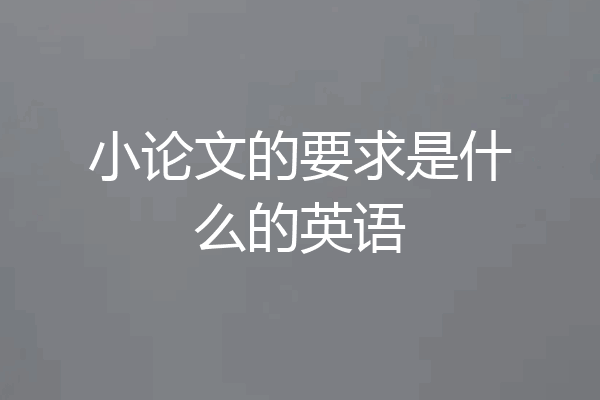 小论文的要求是什么的英语