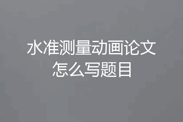 水准测量动画论文怎么写题目