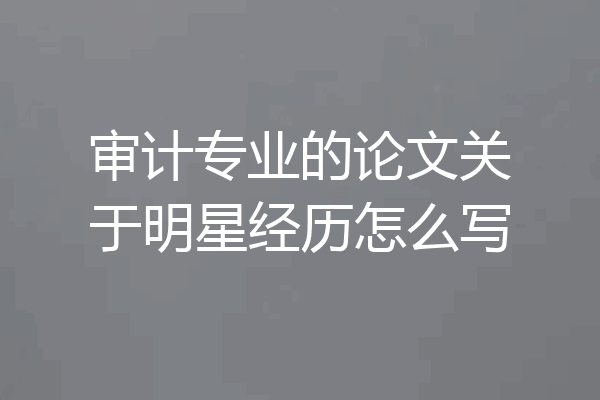 审计专业的论文关于明星经历怎么写