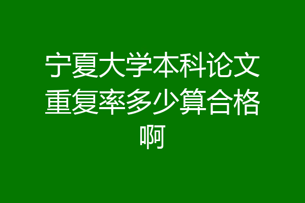 宁夏大学本科论文重复率多少算合格啊