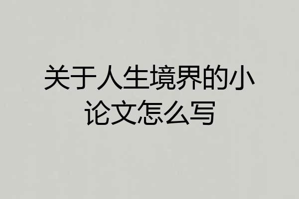 关于人生境界的小论文怎么写