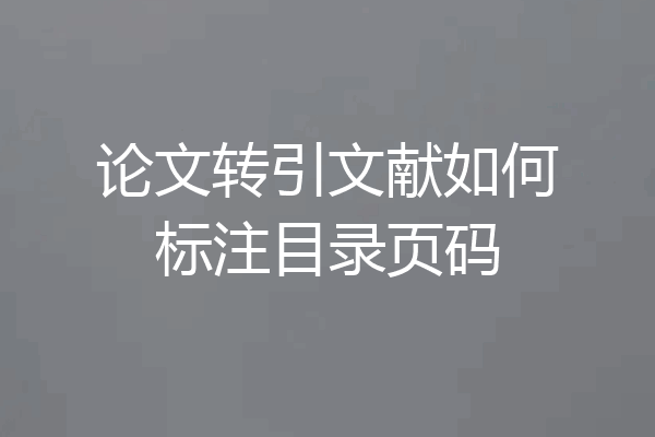 论文转引文献如何标注目录页码