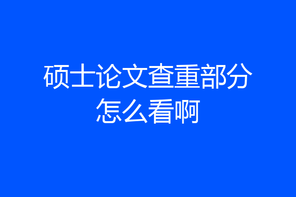 硕士论文查重部分怎么看啊