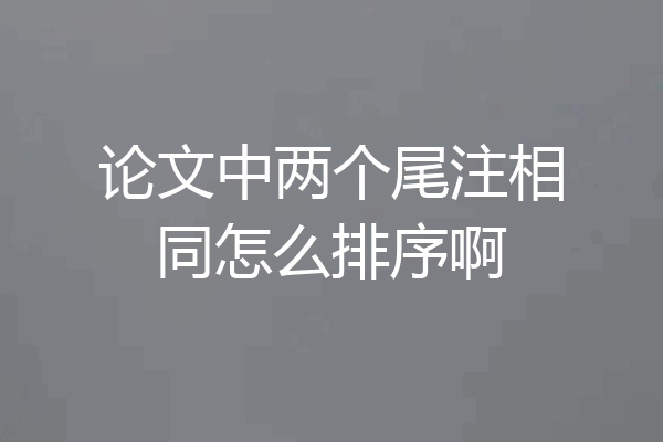 论文中两个尾注相同怎么排序啊