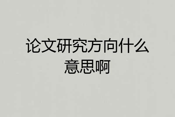 论文研究方向什么意思啊