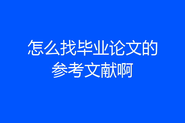 怎么找毕业论文的参考文献啊