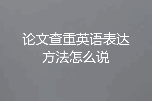 论文查重英语表达方法怎么说