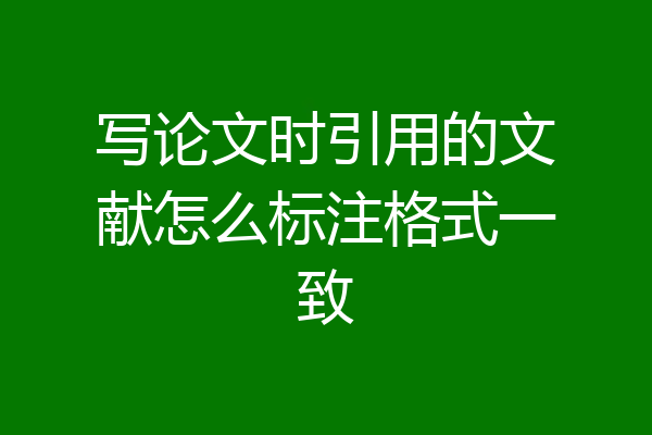 写论文时引用的文献怎么标注格式一致