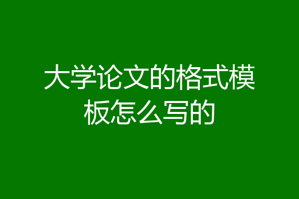 大学论文的格式模板怎么写的