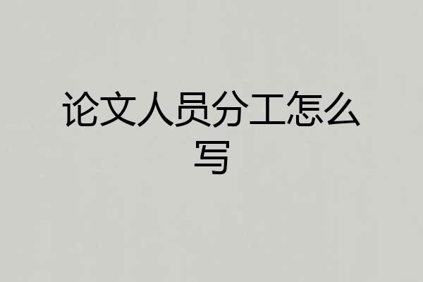 论文人员分工怎么写