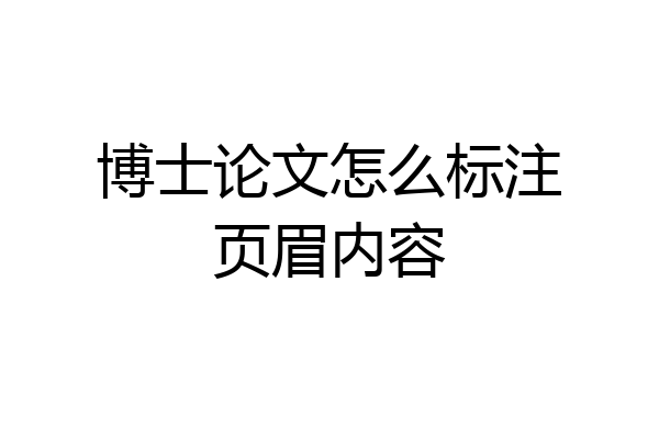 博士论文怎么标注页眉内容