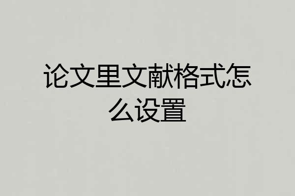 论文里文献格式怎么设置