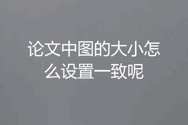 论文中图的大小怎么设置一致呢
