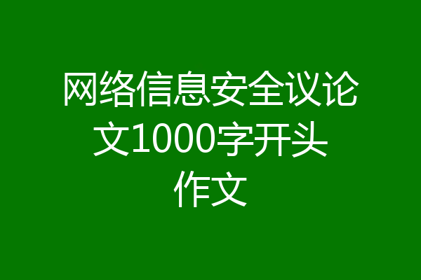 网络信息安全议论文1000字开头作文