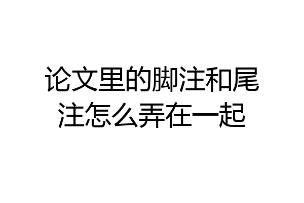 论文里的脚注和尾注怎么弄在一起