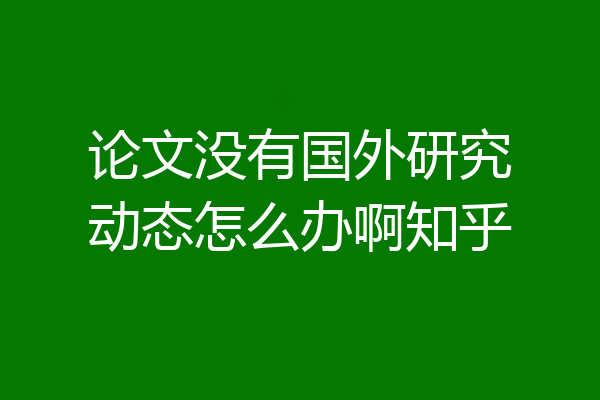 论文没有国外研究动态怎么办啊知乎