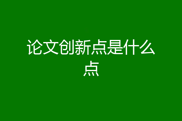 论文创新点是什么点