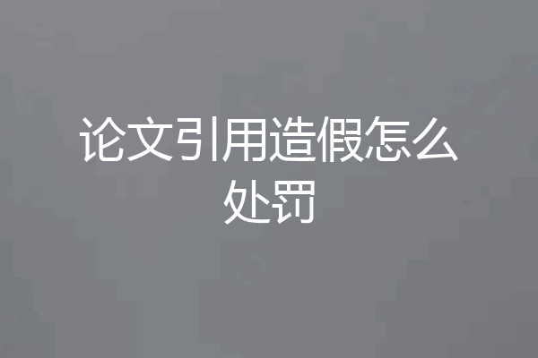 论文引用造假怎么处罚