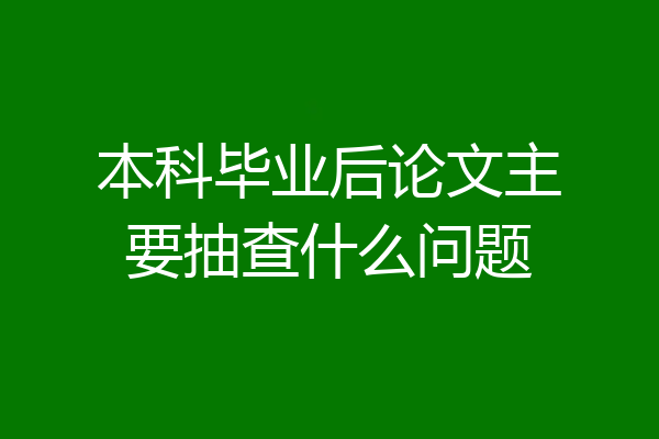 本科毕业后论文主要抽查什么问题