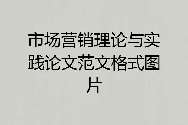市场营销理论与实践论文范文格式图片
