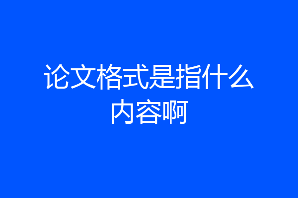 论文格式是指什么内容啊