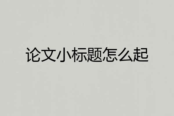 论文小标题怎么起