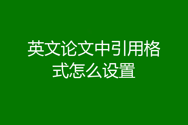 英文论文中引用格式怎么设置