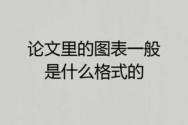 论文里的图表一般是什么格式的