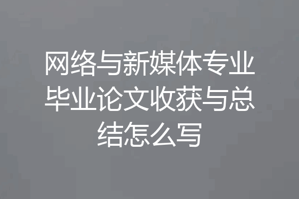 网络与新媒体专业毕业论文收获与总结怎么写