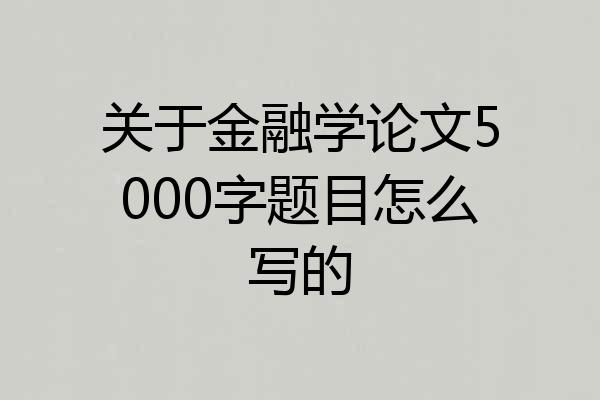 关于金融学论文5000字题目怎么写的