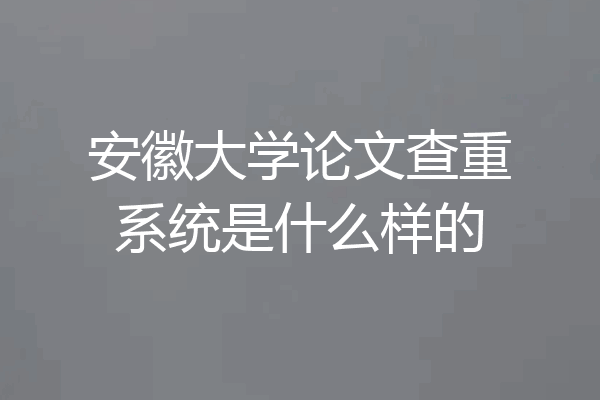 安徽大学论文查重系统是什么样的