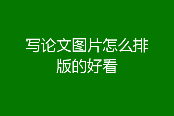写论文图片怎么排版的好看