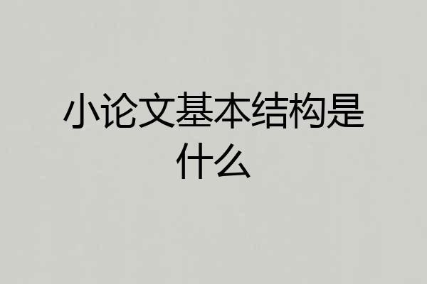 小论文基本结构是什么
