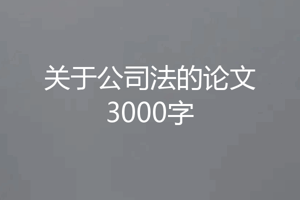 关于公司法的论文3000字