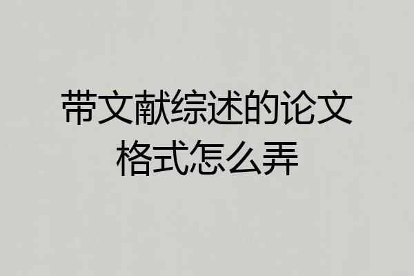 带文献综述的论文格式怎么弄