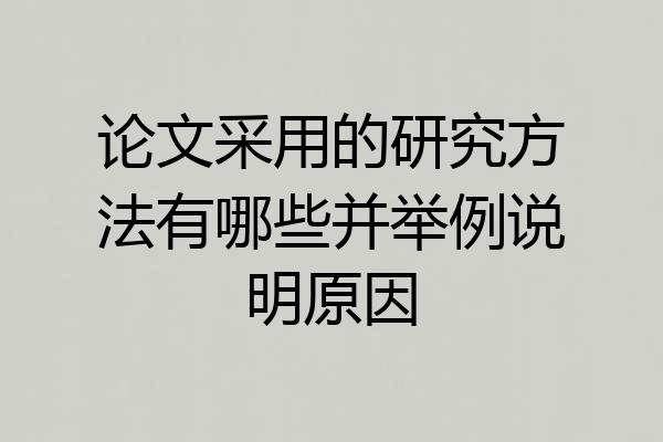 论文采用的研究方法有哪些并举例说明原因